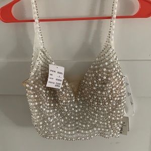 NWT David’s Bridal Wedding tank crystal and pearl